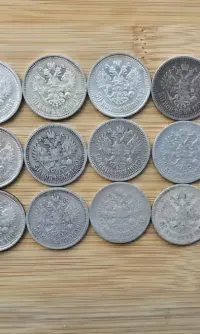 Srebrne Kopiejki Półrublówki 50 Kopiejek Car Mikołaj II Srebro Monety — ujęcie 5