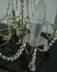 Stara lampa wisząca żyrandol vintage mosiądz szkło +gratis — ujęcie 2