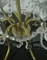 Stara lampa wisząca żyrandol vintage mosiądz szkło +gratis — ujęcie 3