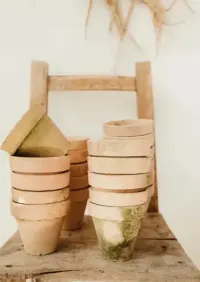 Stare gliniane doniczki boho vintage komplet 10 szt. — ujęcie 3