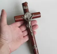 Stary stylowy ścienny krzyżyk, Polska lata 30. Sto lat i super stan! — ujęcie 4