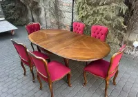 Stół Ludwikowski Rozkładany + 6 krzeseł Ludwik Warrings Po Renowacji — ujęcie 3