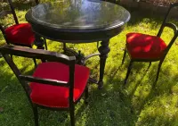 Stół okrągły z krzesłami w stylu Napoleońskim kawowy Antyk — ujęcie 5