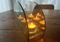 Szklany świecznik z efektem lustra 3D na podgrzewacze Tealight glamour — ujęcie 2