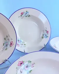 Talerze głębokie 6 szt kwiaty porcelit wzór kwiatowy tułowice 6 szt — ujęcie 3