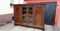 Unikatowa Neorenesansowa Dębowa Biblioteka 1920 r. Sygnowana Renowacja — ujęcie 4