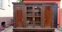 Unikatowa Neorenesansowa Dębowa Biblioteka 1920 r. Sygnowana Renowacja — ujęcie 5