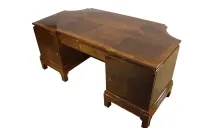 Unikatowe, potężne biurko art - deco w orzechu po renowacji / dwustronne — ujęcie 2
