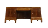 Unikatowe, potężne biurko art - deco w orzechu po renowacji / dwustronne — ujęcie 3