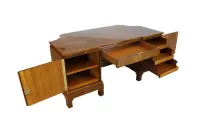 Unikatowe, potężne biurko art - deco w orzechu po renowacji / dwustronne — ujęcie 4