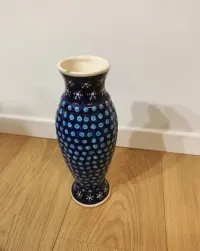 Wazon Ceramiczny na  kwiaty  duży niebieski Ceramika Bolesław vintage — ujęcie 3