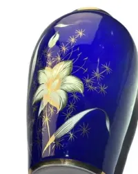 WAZON KOBALTOWY LILIE złocenia  Chodzeiź 27  cm porcelana PRL — ujęcie 3