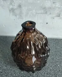 Wazon szklany strukturalny karbowany brązowy. Nowy! Bardzo polecam! — ujęcie 5