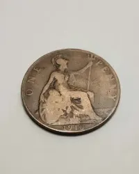 Wielka Brytania One Penny ( 1 pens ) 1910r. Edward VII — ujęcie 3