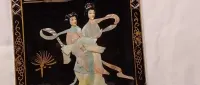 zabytkowy-gejsz- obraz 92 cm/30,5cm/2cm drewno laka masa perlowa — ujęcie 2