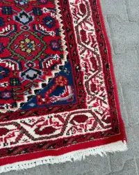 Czerwony Dywan perski ręcznie tkany 210x90 wełna vintage — ujęcie 3