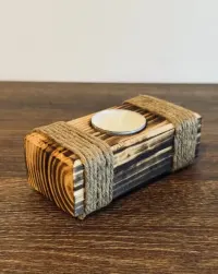 Drewniany świecznik na tealighty 1szt. – rustykalny, boho, handmade — ujęcie 2