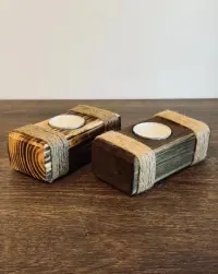 Drewniany świecznik na tealighty 1szt. – rustykalny, boho, handmade — ujęcie 3