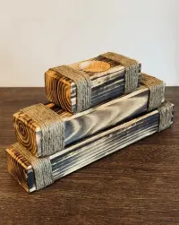 Drewniany świecznik na tealighty 1szt. – rustykalny, boho, handmade — ujęcie 5