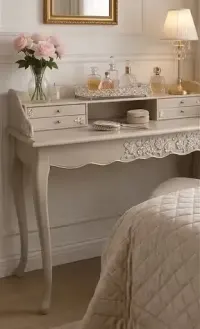 Eleganckie biurko / toaletka w kolorze kaszmiru — ujęcie 2