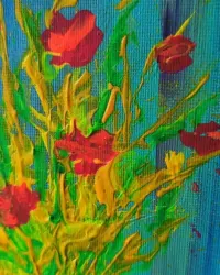 Impresja Kwiatowa –  ręcznie malowany obraz akrylowy 30 × 40 cm — ujęcie 3