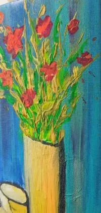 Impresja Kwiatowa –  ręcznie malowany obraz akrylowy 30 × 40 cm — ujęcie 4