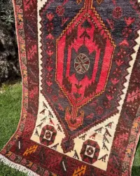 Jak nowy wełniany kaszmirowy dywan perski Hamadan 195x100 galeria 9 tyś — ujęcie 2