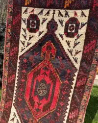 Jak nowy wełniany kaszmirowy dywan perski Hamadan 195x100 galeria 9 tyś — ujęcie 3
