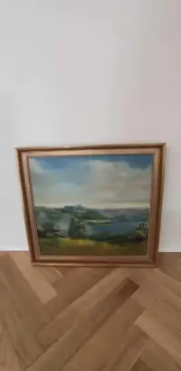 Obraz krajobraz z 1949 ręcznie malowany z ramą — ujęcie 2