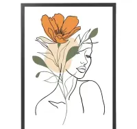 plakat kobieta i kwiaty abstrakcja, plakat do salonu w ramę kobieta — ujęcie 2