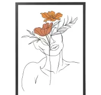 plakat kobieta i kwiaty abstrakcja, plakat do salonu w ramę kobieta — ujęcie 2