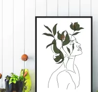plakat kobieta i kwiaty abstrakcja, plakat do salonu w ramę kobieta — ujęcie 4