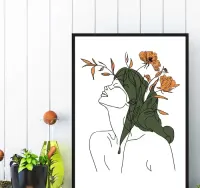 plakat kobieta i kwiaty abstrakcja, plakat do salonu w ramę kobieta — ujęcie 4