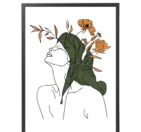 plakat kobieta i kwiaty abstrakcja, plakat do salonu w ramę kobieta — ujęcie 2