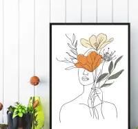plakat kobieta i kwiaty abstrakcja, plakat do salonu w ramę kobieta — ujęcie 4