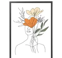 plakat kobieta i kwiaty abstrakcja, plakat do salonu w ramę kobieta — ujęcie 2