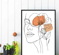 plakat kobieta i kwiaty abstrakcja, plakat do salonu w ramę kobieta — ujęcie 4