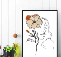 plakat kobieta i kwiaty abstrakcja, plakat do salonu w ramę kobieta — ujęcie 4