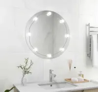 Vidaxl Lustro Ścienne Z Lampkami Led, Okrągłe, Szklane — ujęcie 3