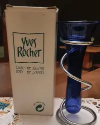Wazonik szklany kobaltowy, niebieski Yves Rocher  lata 90 te , vintage — ujęcie 5
