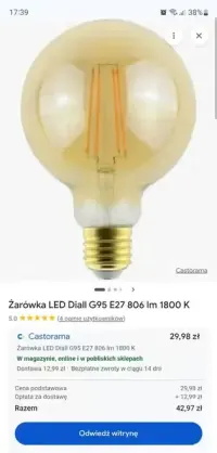 Żarówki LED Diall G 95 E 27 806 lm 1800 K — ujęcie 4