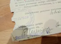 2 dokumenty PKP II RP 1939 rok Poznań — ujęcie 2