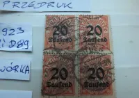 4szt. znaczki Mi D90 BŁĄD przedruk DIENST Niemcy 1923r. Rzesza DROŻSZE — ujęcie 4