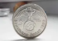5 marek 1936 Hindenburg (Typ 2 - ze swastyką), SREBRO, Piękny stan! — ujęcie 4