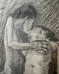 Akt Ernst Wienes Oryginalny sygnowany obraz  1919r. Rama Art Déco — ujęcie 2