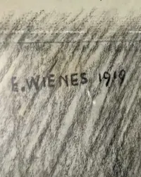 Akt Ernst Wienes Oryginalny sygnowany obraz  1919r. Rama Art Déco — ujęcie 4