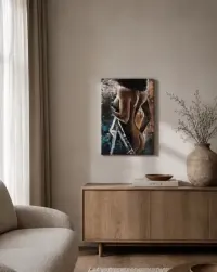 Akt kobiecy w przestrzeni / Obraz akrylowy 55×38 cm – portret kobiecy (akt), ręcznie malowany — ujęcie 3