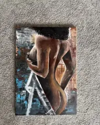 Akt kobiecy w przestrzeni / Obraz akrylowy 55×38 cm – portret kobiecy (akt), ręcznie malowany — ujęcie 2