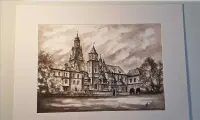 akwarela-Katedra krakowska na Wawelu — ujęcie 2
