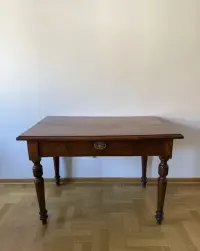 Antyczny stół dębowy z szufladą / Klasyczny gabinetowy / konsolowy | 115 cm — ujęcie 4